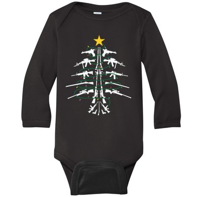 Guns Christmas Tree Xmas Veteran Baby Long Sleeve Bodysuit