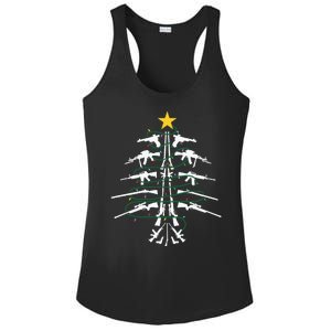 Guns Christmas Tree Xmas Veteran Ladies PosiCharge Competitor Racerback Tank