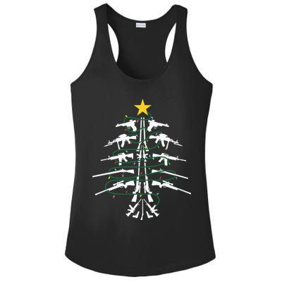 Guns Christmas Tree Xmas Veteran Ladies PosiCharge Competitor Racerback Tank
