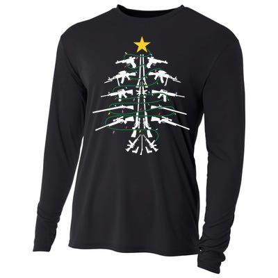 Guns Christmas Tree Xmas Veteran Cooling Performance Long Sleeve Crew