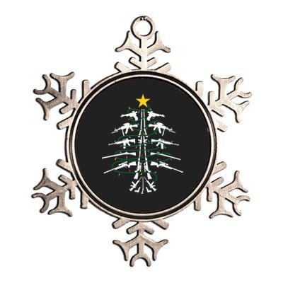 Guns Christmas Tree Xmas Veteran Metallic Star Ornament