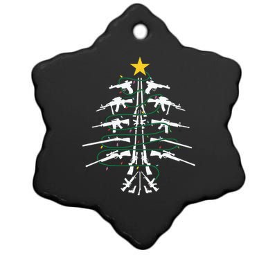 Guns Christmas Tree Xmas Veteran Ceramic Star Ornament