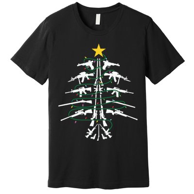 Guns Christmas Tree Xmas Veteran Premium T-Shirt