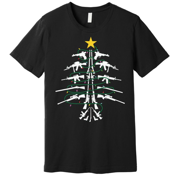 Guns Christmas Tree Xmas Veteran Premium T-Shirt