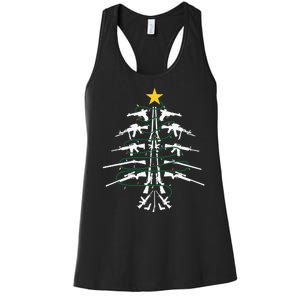 Guns Christmas Tree Xmas Veteran Women's Racerback Tank