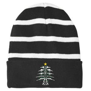 Guns Christmas Tree Xmas Veteran Striped Beanie with Solid Band