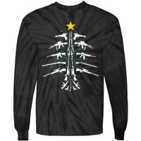 Guns Christmas Tree Xmas Veteran Tie-Dye Long Sleeve Shirt