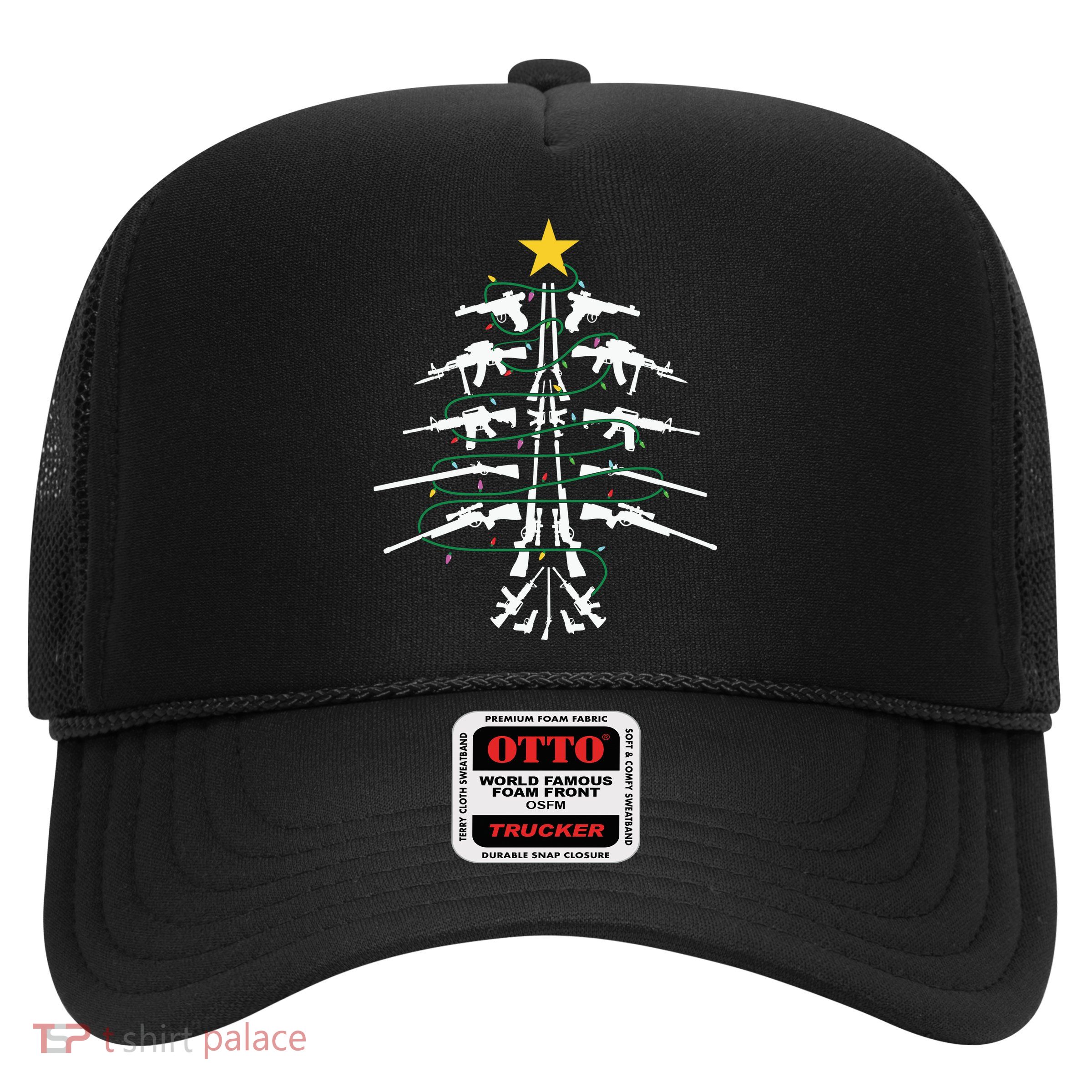 Guns Christmas Tree Xmas Veteran Trucker Hat