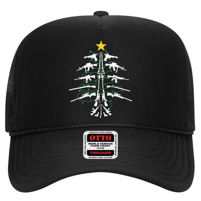 Guns Christmas Tree Xmas Veteran Trucker Hat