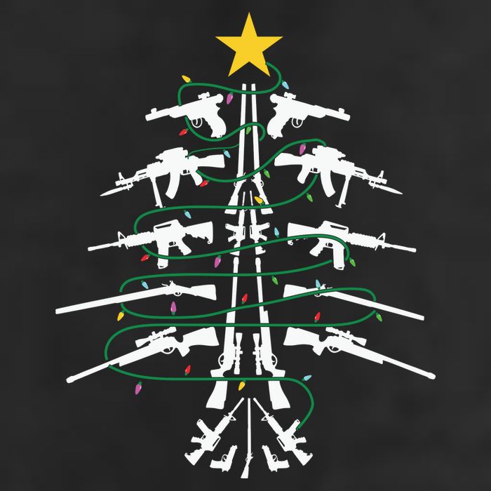 Guns Christmas Tree Xmas Veteran Trucker Hat