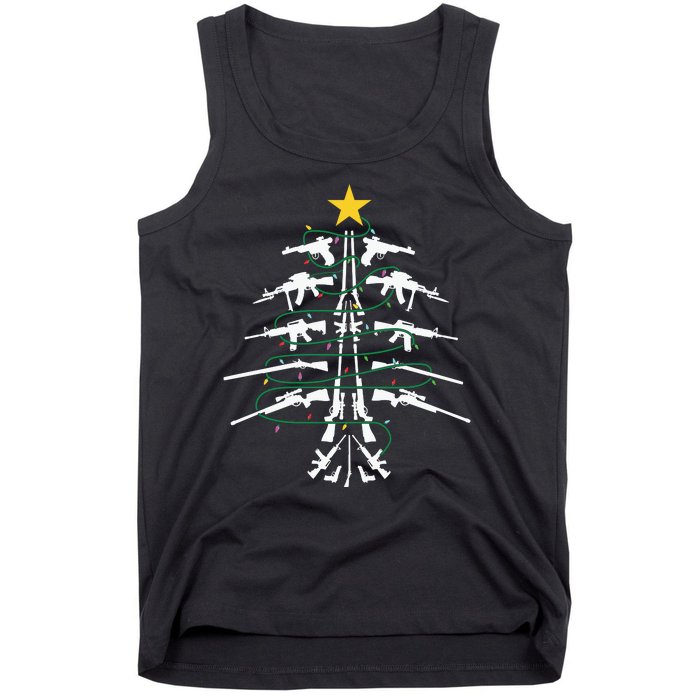 Guns Christmas Tree Xmas Veteran Tank Top