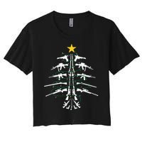 Guns Christmas Tree Xmas Veteran Women's Crop Top Tee