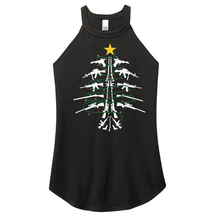 Guns Christmas Tree Xmas Veteran Women's Perfect Tri Rocker Tank