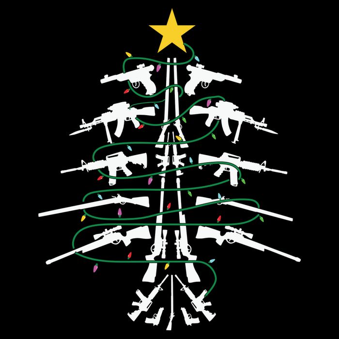 Guns Christmas Tree Xmas Veteran Women's V-Neck T-Shirt