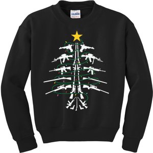 Guns Christmas Tree Xmas Veteran Kids Sweatshirt