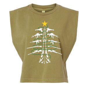 Guns Christmas Tree Xmas Veteran Garment-Dyed Women's Muscle Tee