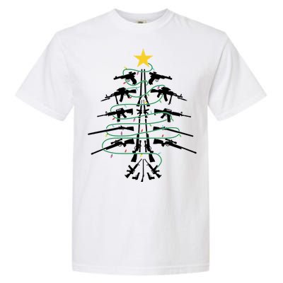 Guns Christmas Tree Xmas Veteran Garment-Dyed Heavyweight T-Shirt