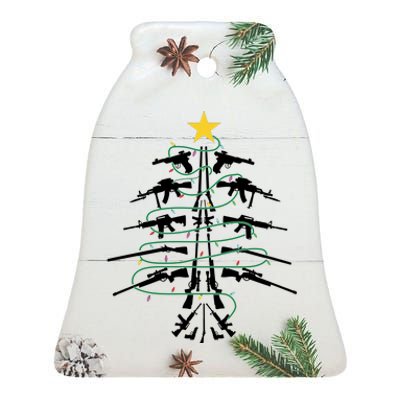 Guns Christmas Tree Xmas Veteran Ceramic Bell Ornament