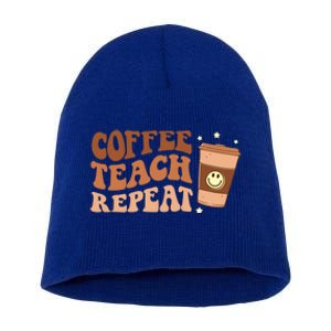 Groovy Coffee Teach Repeat Retro Teacher Vibes Love Inspire Meaningful Gift Short Acrylic Beanie