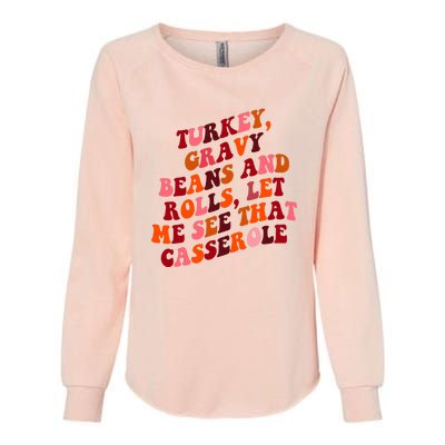 Groovy Cute Turkey Gravy Beans And Roll Thanksgiving Womens California Wash Sweatshirt