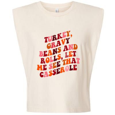 Groovy Cute Turkey Gravy Beans And Roll Thanksgiving Garment-Dyed Women's Muscle Tee