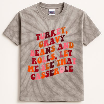 Groovy Cute Turkey Gravy Beans And Roll Thanksgiving Kids Tie-Dye T-Shirt