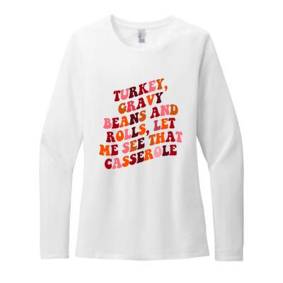 Groovy Cute Turkey Gravy Beans And Roll Thanksgiving Womens CVC Long Sleeve Shirt