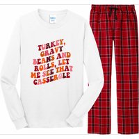 Groovy Cute Turkey Gravy Beans And Roll Thanksgiving Long Sleeve Pajama Set