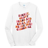 Groovy Cute Turkey Gravy Beans And Roll Thanksgiving Tall Long Sleeve T-Shirt