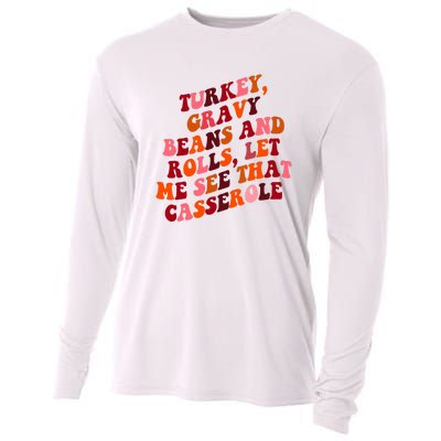 Groovy Cute Turkey Gravy Beans And Roll Thanksgiving Cooling Performance Long Sleeve Crew