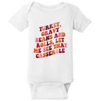 Groovy Cute Turkey Gravy Beans And Roll Thanksgiving Baby Bodysuit