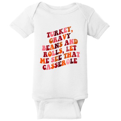 Groovy Cute Turkey Gravy Beans And Roll Thanksgiving Baby Bodysuit