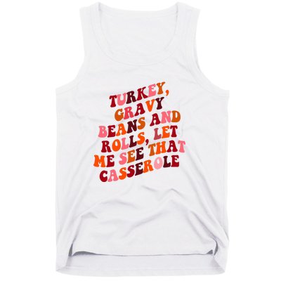 Groovy Cute Turkey Gravy Beans And Roll Thanksgiving Tank Top