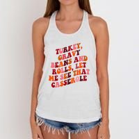 Groovy Cute Turkey Gravy Beans And Roll Thanksgiving Women's Knotted Racerback Tank