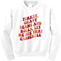 Groovy Cute Turkey Gravy Beans And Roll Thanksgiving Kids Sweatshirt