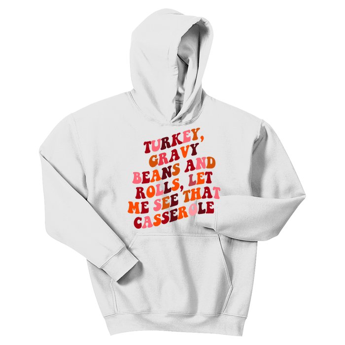 Groovy Cute Turkey Gravy Beans And Roll Thanksgiving Kids Hoodie