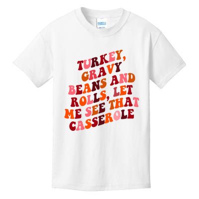 Groovy Cute Turkey Gravy Beans And Roll Thanksgiving Kids T-Shirt