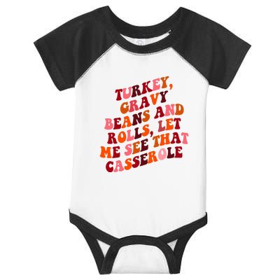 Groovy Cute Turkey Gravy Beans And Roll Thanksgiving Infant Baby Jersey Bodysuit