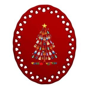 Guitar Christmas Tree Funny Guitarist Merry Xmas Gift Ceramic Oval Ornament