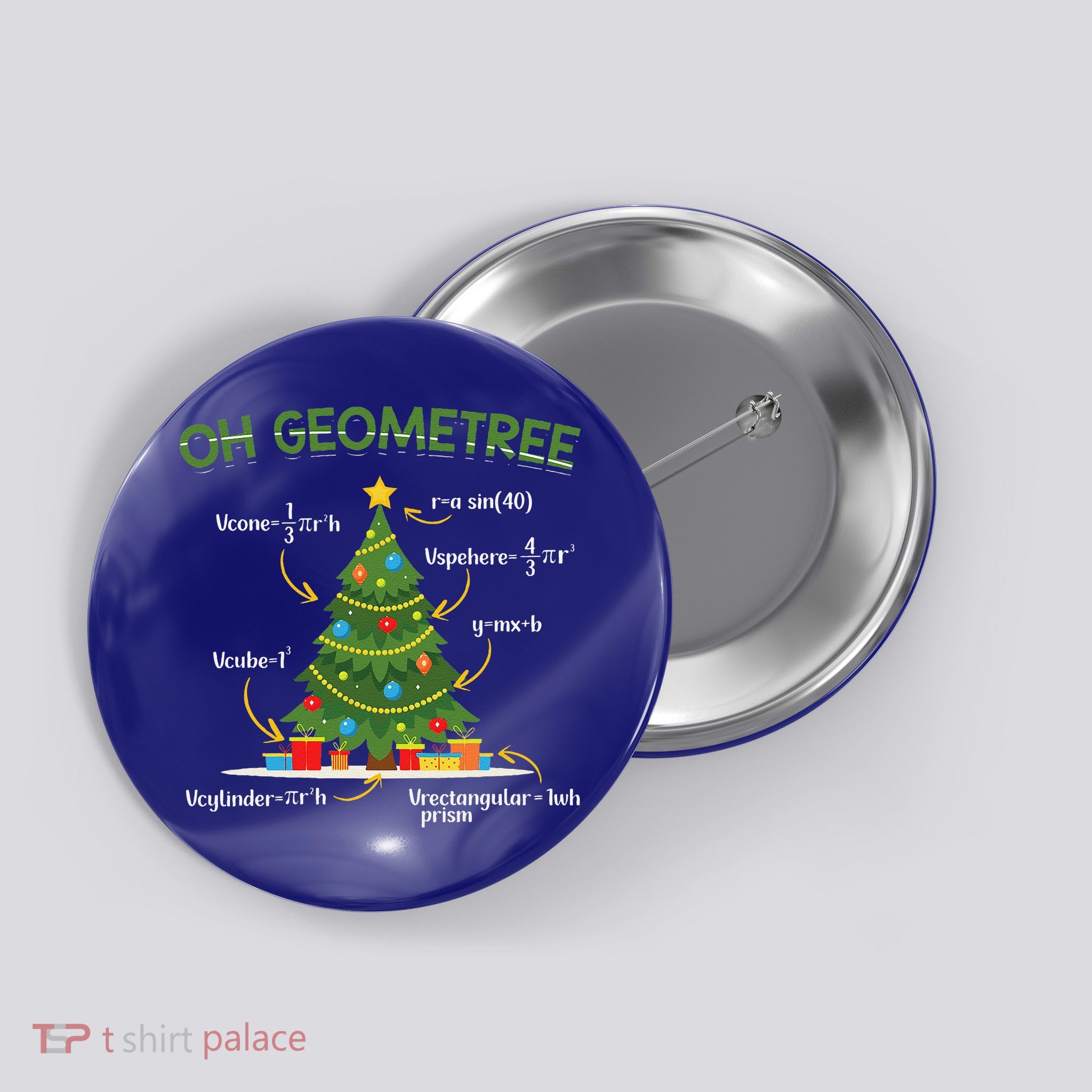 Geometree Christmas Tree Math Lover Mathematician Christmas Button