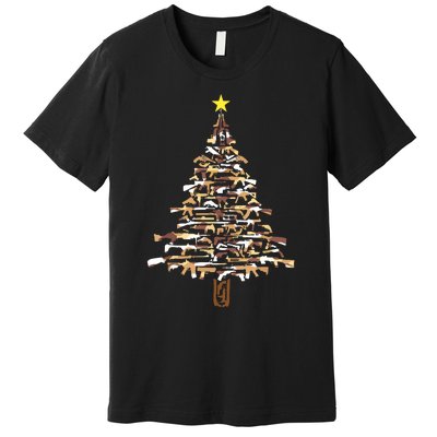 Guns Christmas Tree Camo Print Xmas Gift For Gun Lover Premium T-Shirt