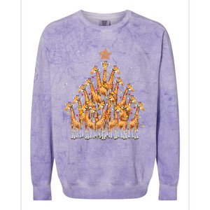 Giraffe Christmas Tree Giraffe Xmas Tree Colorblast Crewneck Sweatshirt