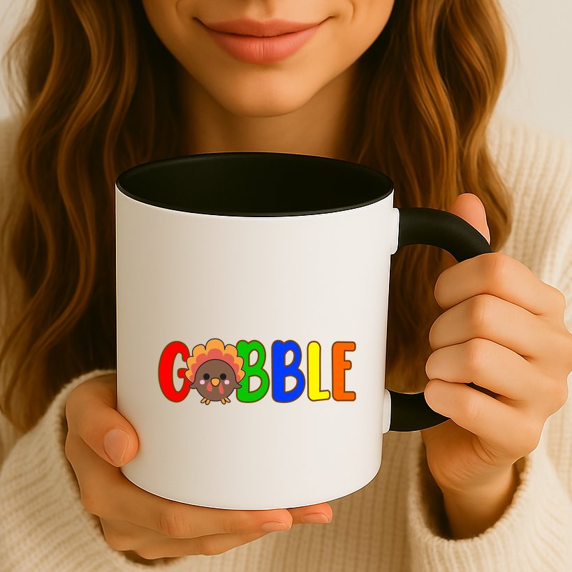 Gobble Colorful Turkey Thanksgiving Mug