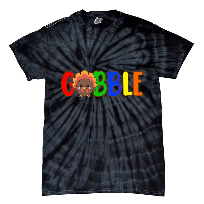 Gobble Colorful Turkey Thanksgiving Tie-Dye T-Shirt