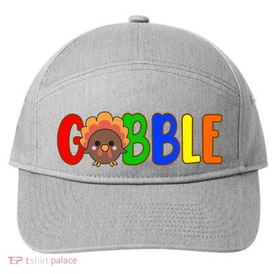 Gobble Colorful Turkey Thanksgiving 7-Panel Snapback Hat