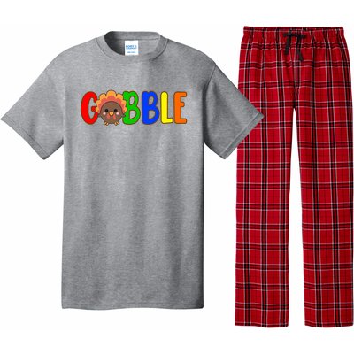 Gobble Colorful Turkey Thanksgiving Pajama Set