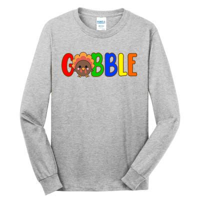 Gobble Colorful Turkey Thanksgiving Tall Long Sleeve T-Shirt