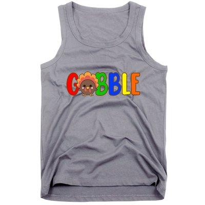Gobble Colorful Turkey Thanksgiving Tank Top
