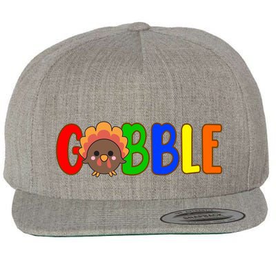 Gobble Colorful Turkey Thanksgiving Wool Snapback Cap