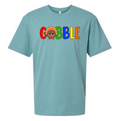 Gobble Colorful Turkey Thanksgiving Sueded Cloud Jersey T-Shirt